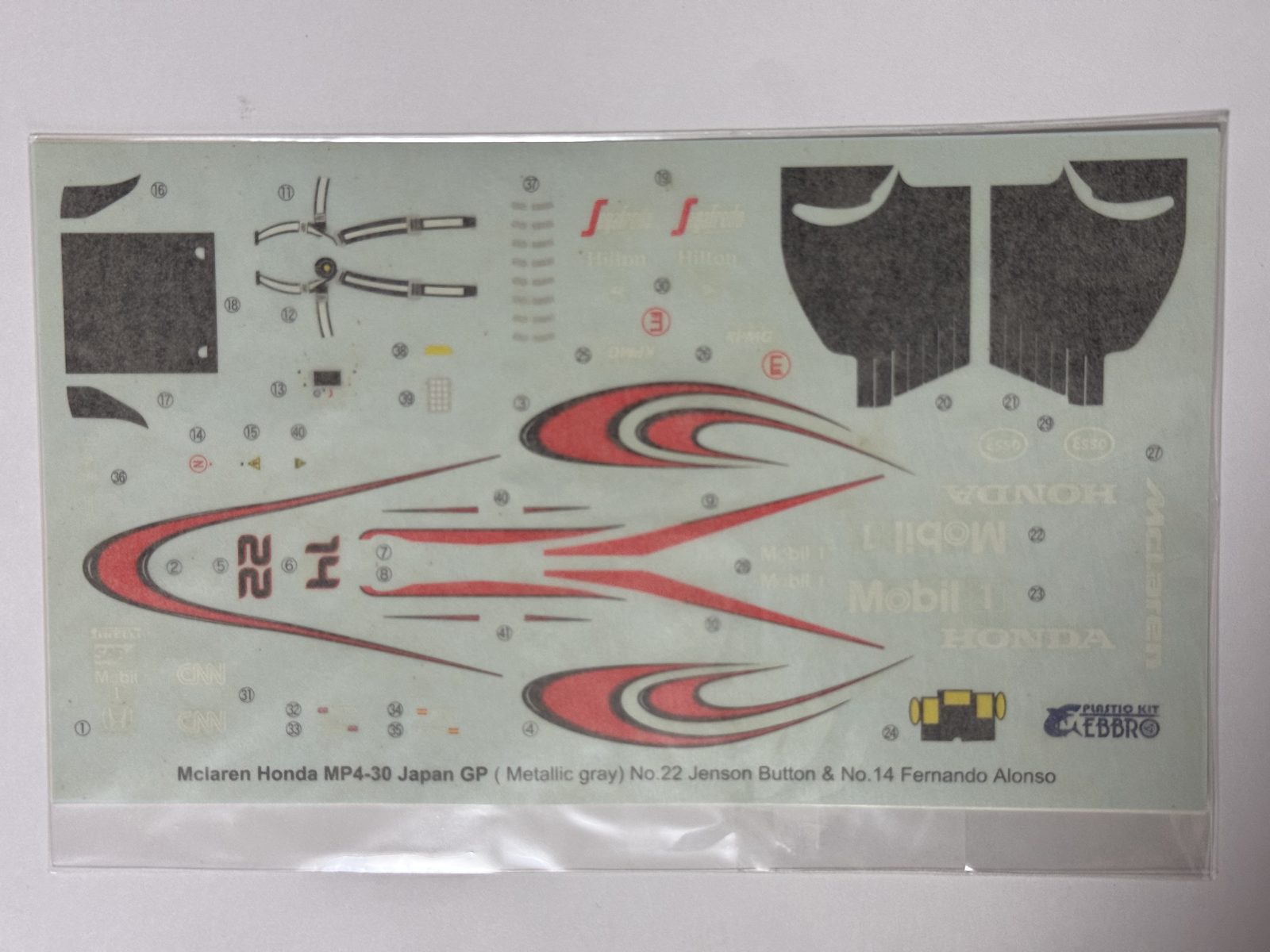 EBBRO McLAREN HONDA MP4-30 JAPAN GP 1/20 model kit — decals photo