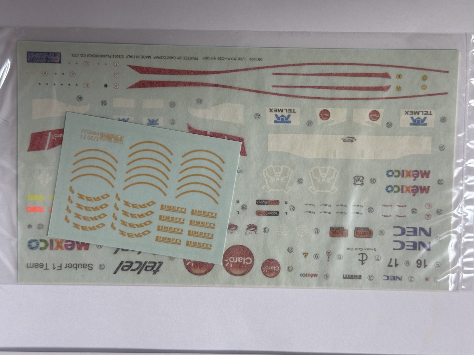 FUJIMI Sauber C30 — Monaco GP 1/20 model kit — decals photo