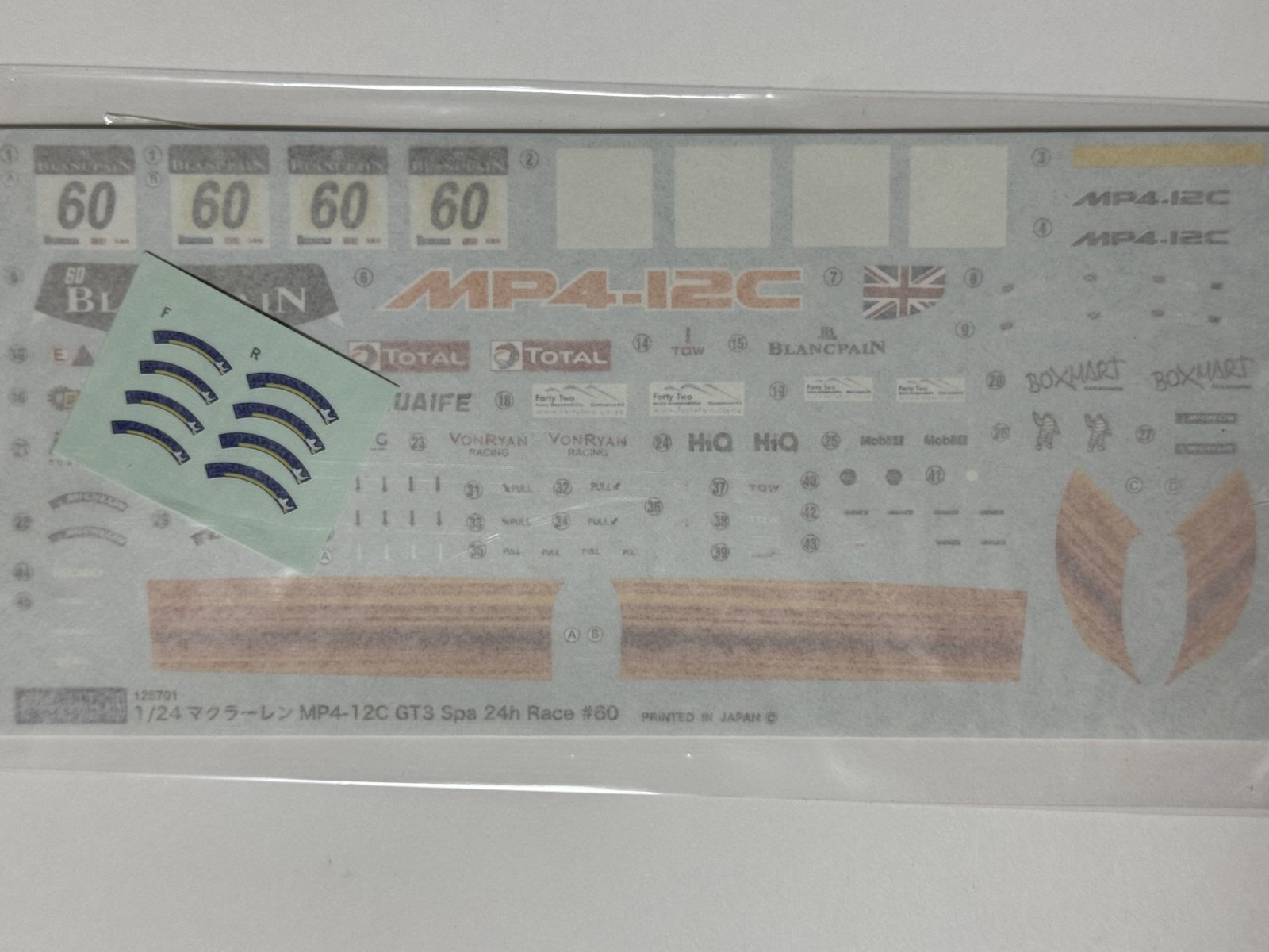 FUJIMI MP4-12C GT3 Spa 24h Race #60 1/24 model kit — decals photo